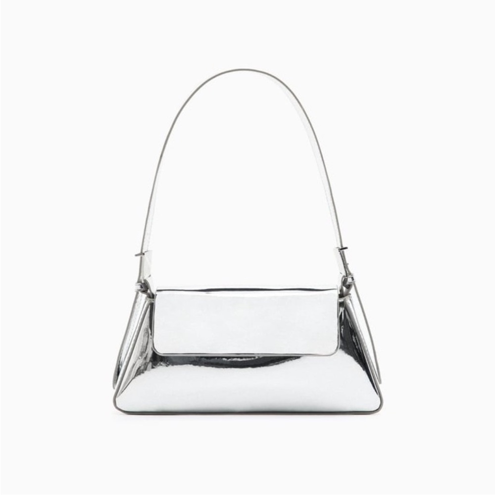 Zara Metallic Silver Shoulder Bag